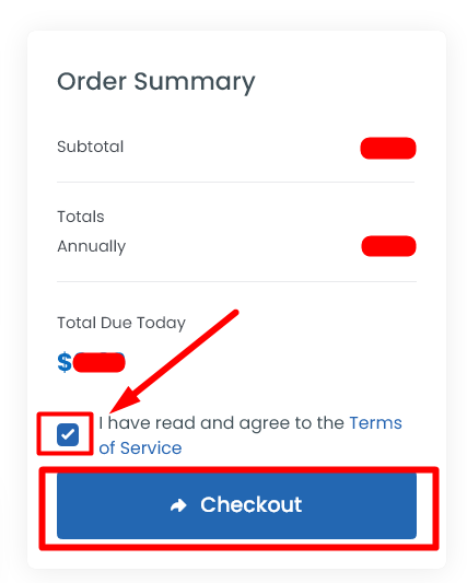 Checkout with Terms and Condition - SeekaHost
