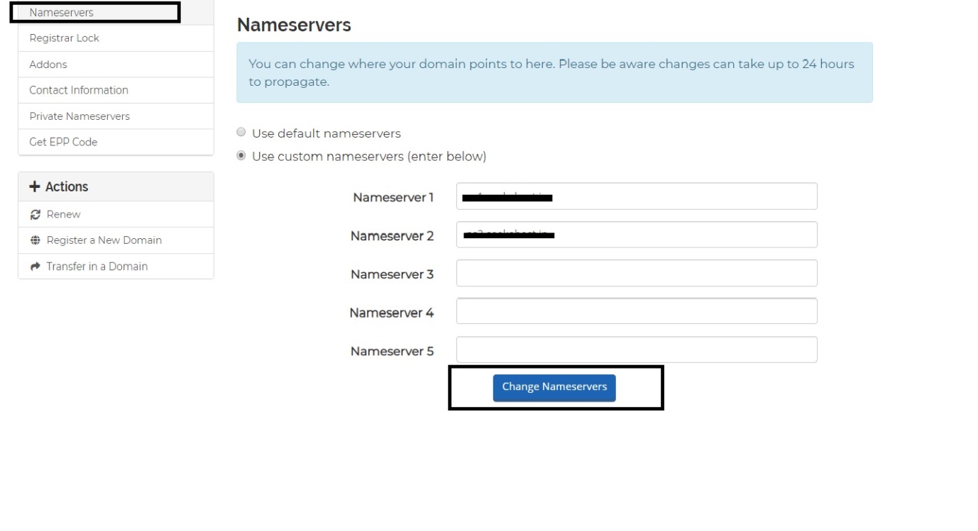 Updating Nameservers