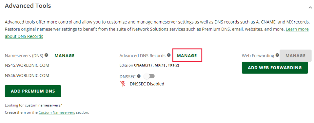 Advanced DNS Record - Network