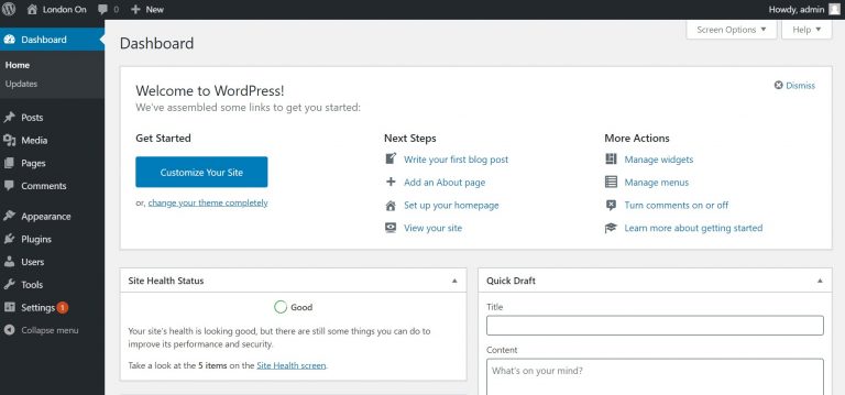 WordPress-dashboard-of-www.londonon.org