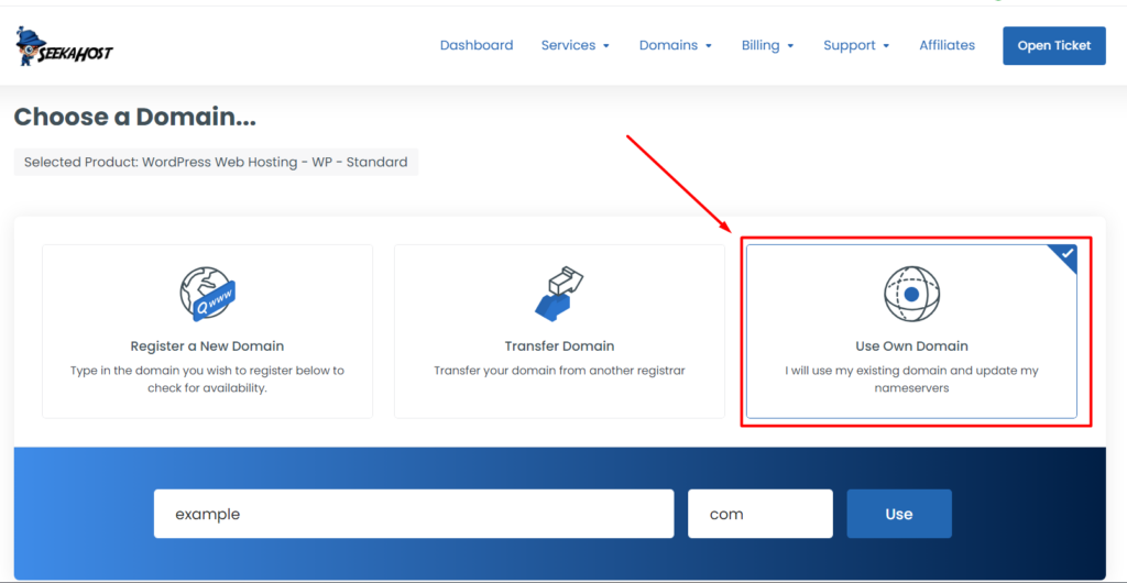 Use Own Domain - Hosting Service