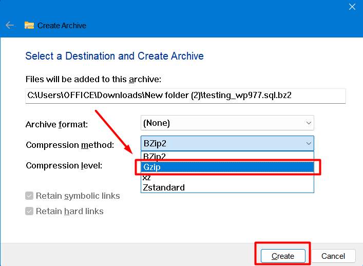 Compress SQL File to Gzip