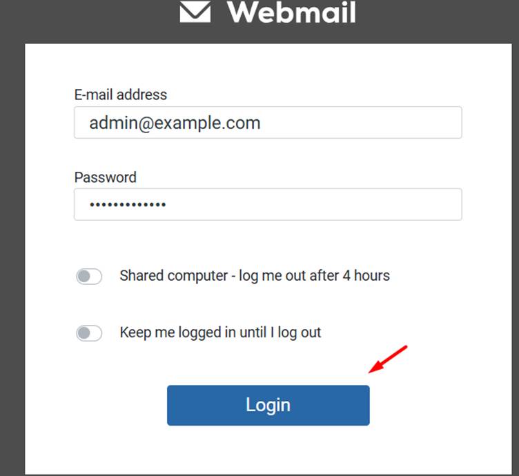 Enter Login Details for Email Account